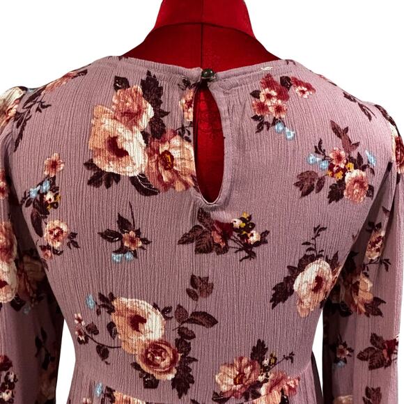 Knox Rose size XS pink floral blouse long sleeve peasant prairie top casual Boho - Picture 7 of 9